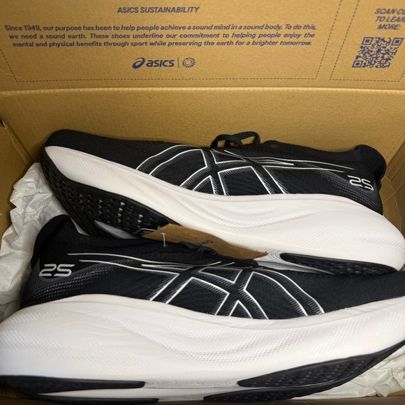 Asics Other - ASICS Gel Nimbus 25 Black White Men’s Size 12W Running Shoes NEW with Tags